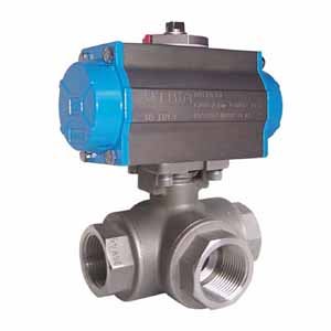 三(sān)通不鏽鋼氣動(dong)球閥Q614F